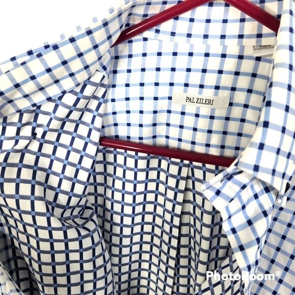 Pal Zileri Mens Long Sleeve Checkered Print Button Down Shirt Size 15 1/2-39 - Picture 5 of 10